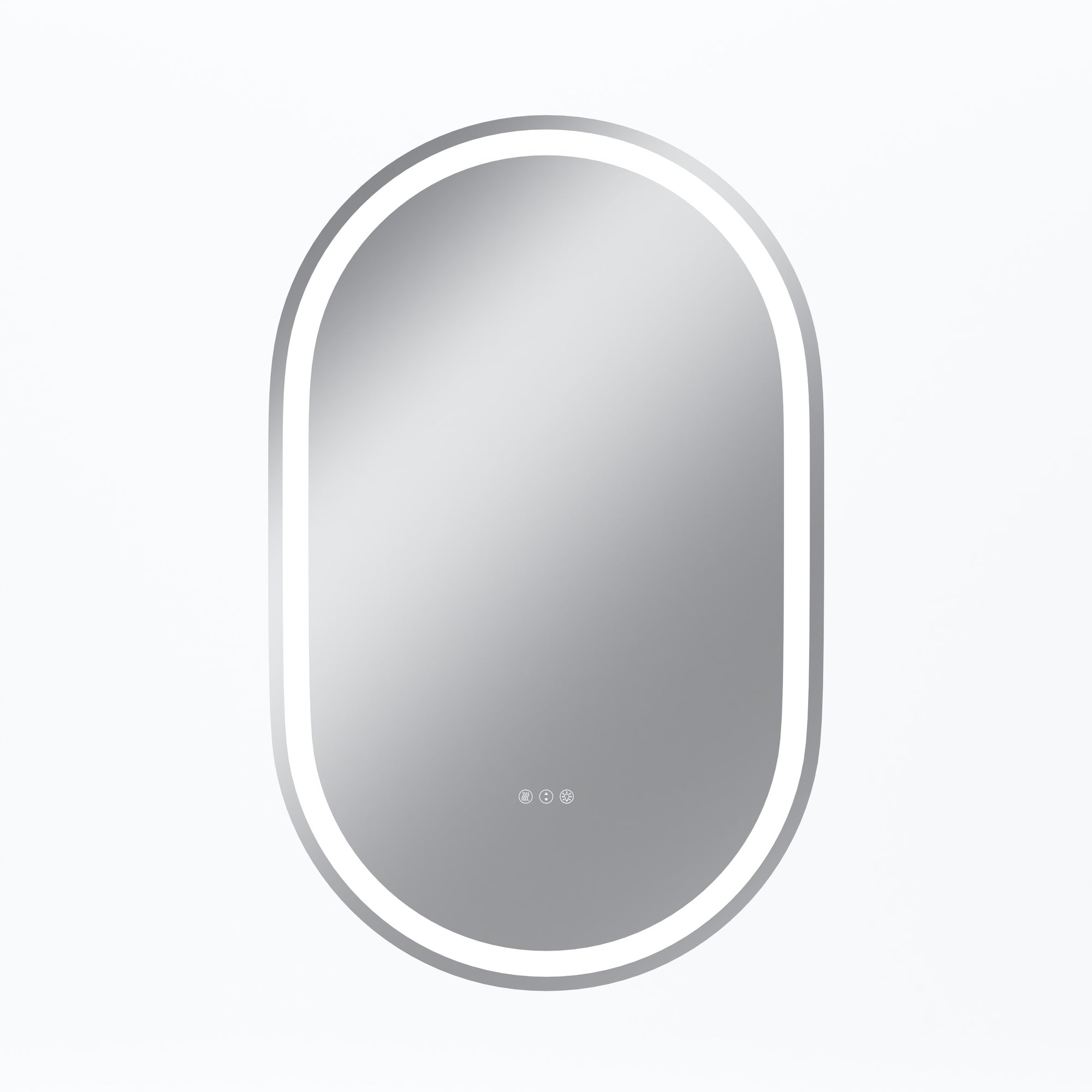 Vanityfus 30-in W 48-in H Oval Frameless Wall-Mounted Beveled Dimmable LED Lighted Fog Free Bathroom Vanity Mirror in silver